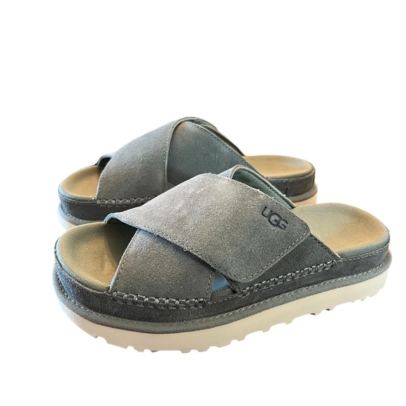 UGG Shoes - Ugg Goldenstar Suede Crisscross Straps Slide Platform Sandals NEW Size 5.5 Moss